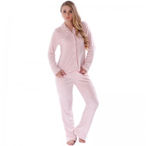 Phụ nữ Solid Coral Lông cừu Pajama dành cho người lớn