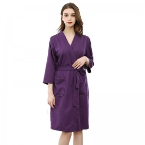 Phụ nữ Waff Lông cừu Áo choàng màu rắn Đầu gối kimono